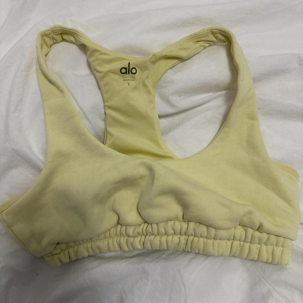 Alo Yoga yellow sports bra in size S. #yoga